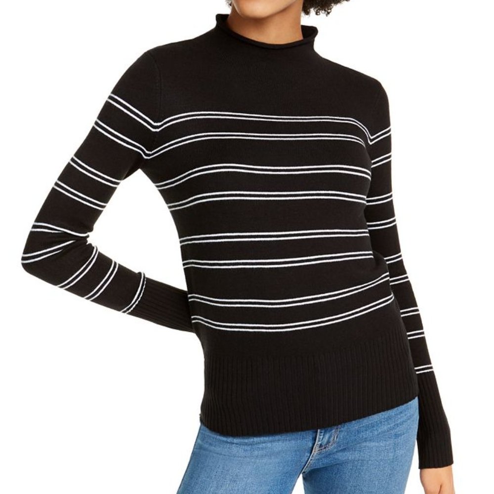French Connection Striped Mockneck Sweater, L